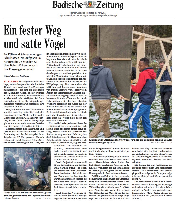 Ein fester Weg und satte Vögel