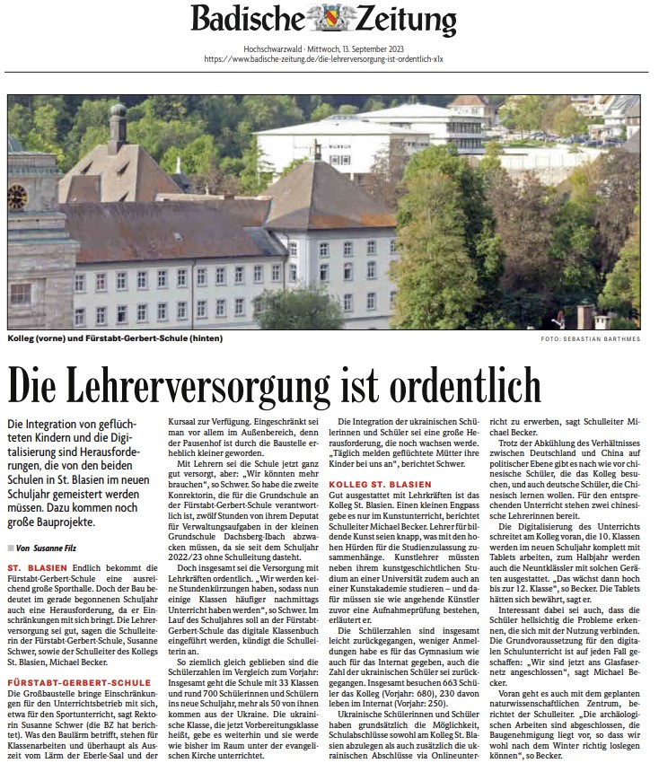 Die Lehrerversorgung ist ordentlich