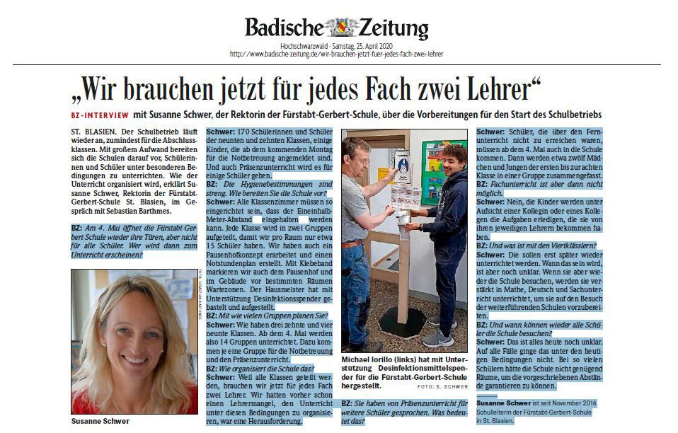 Wir brauchen jetzt für jedes Fach zwei Lehrer