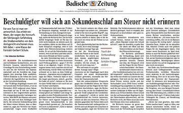 Beschuldigter will sich an Sekundenschlaf am Steuer nicht erinnern