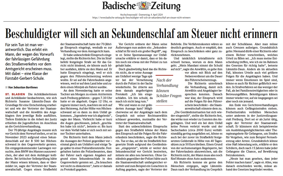 Beschuldigter will sich an Sekundenschlaf am Steuer nicht erinnern