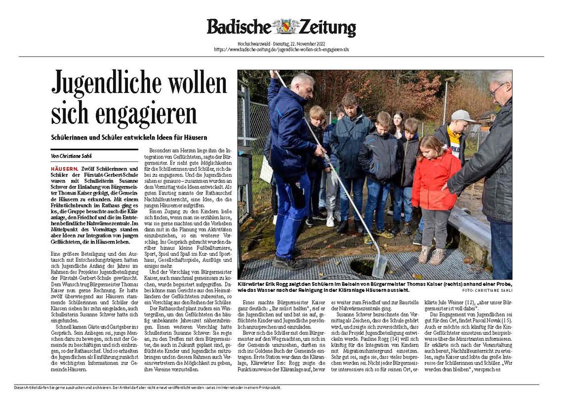 Jugendliche wollen sich engagieren - Badische Zeitung