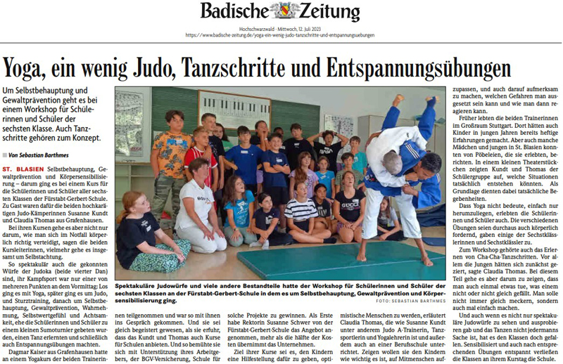 Yoga, ein wenig Judo, Tanzschritte und Entspannungsübungen