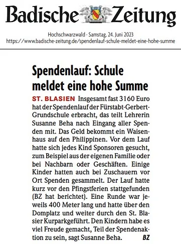 Spendenlauf: Schule meldet eine hohe Summe